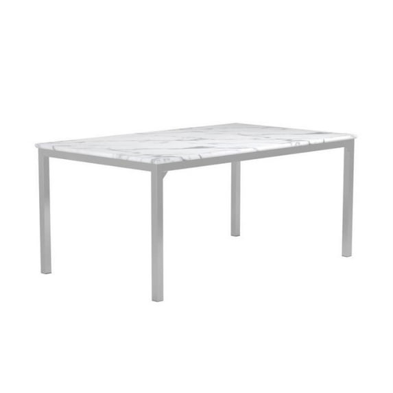 Coaster Athena Rectangle Metal Dining Table with Marble Top in Chrome