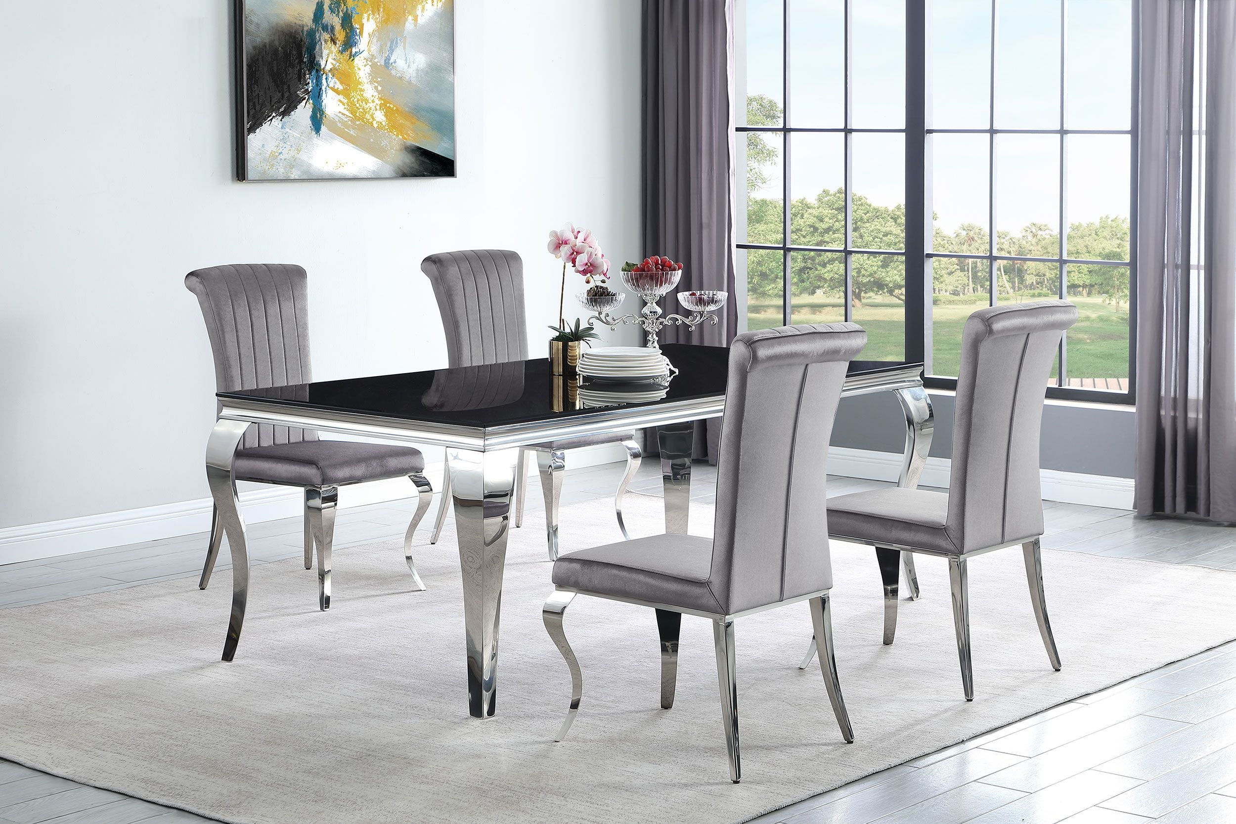Coaster Carone 5-Piece Metal Rectangular Dining Set in Gray and Chrome