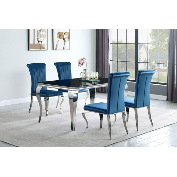 Coaster Carone 5-Piece Modern Metal Rectangular Dining Set in Teal and Chrome