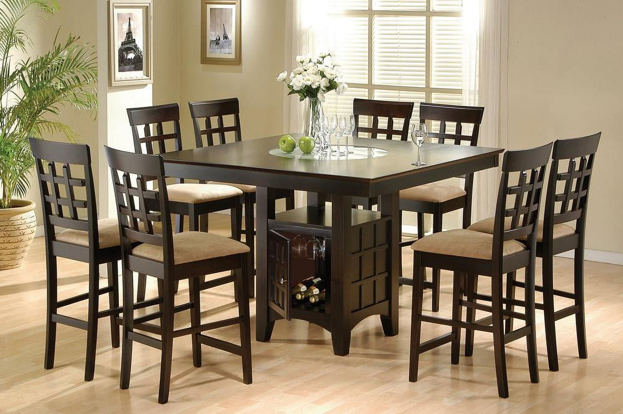 Coaster Company 7 Piece Contemporary Wood Storage Dining Table with Chair Cappuccino