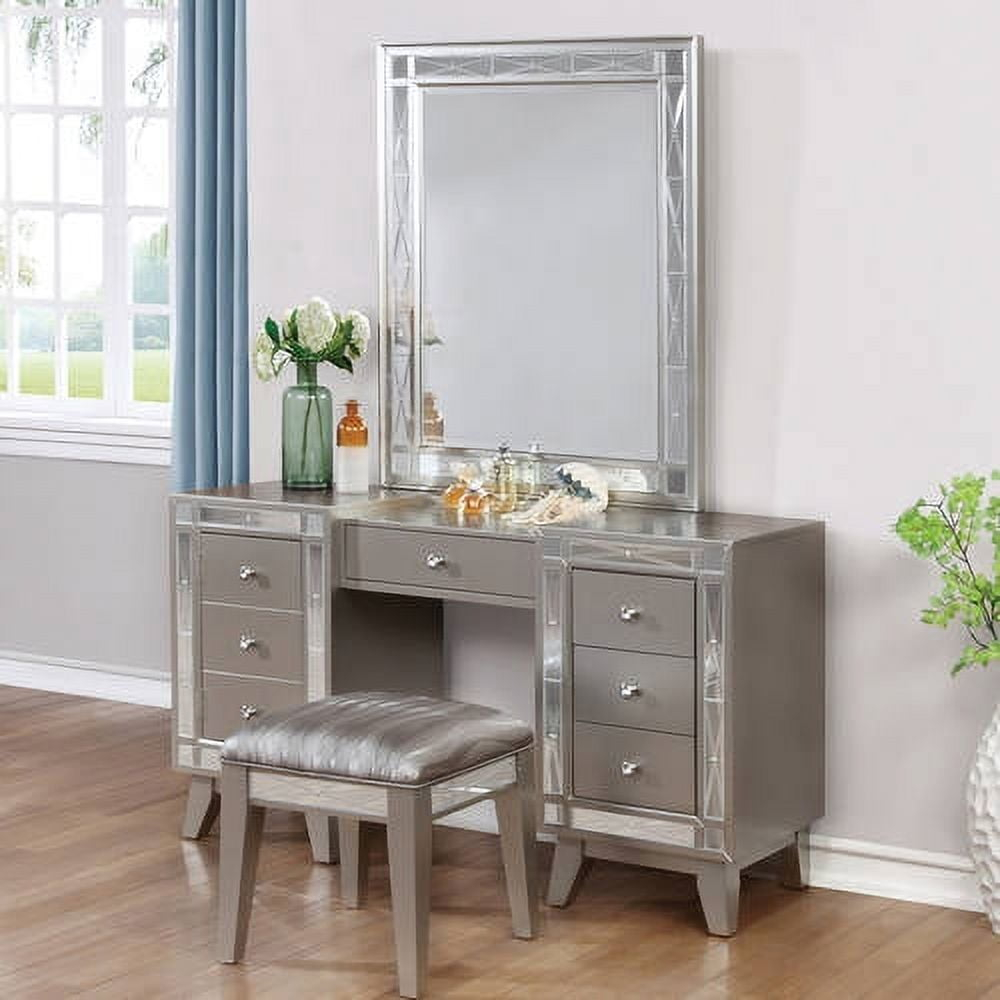 Coaster Company Leighton Vanity Desk and Stool, Metallic Mercury