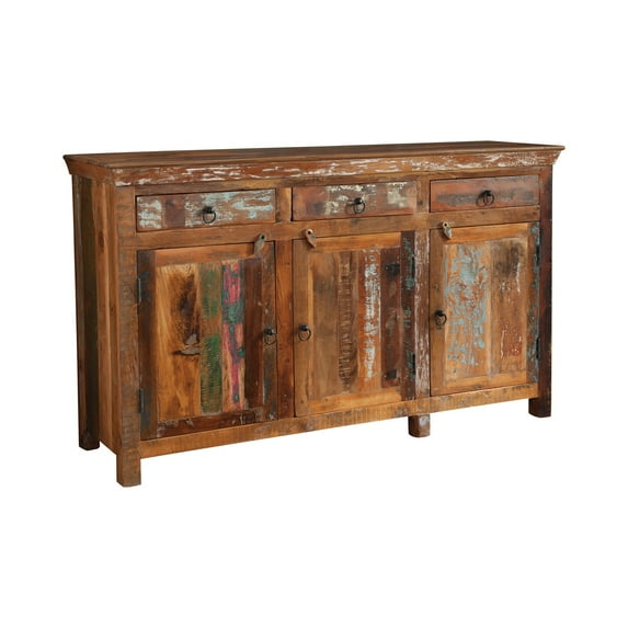 Coaster Company Reclaimed Wood 3-Door Accent Cabinet, Dark and Light Brown