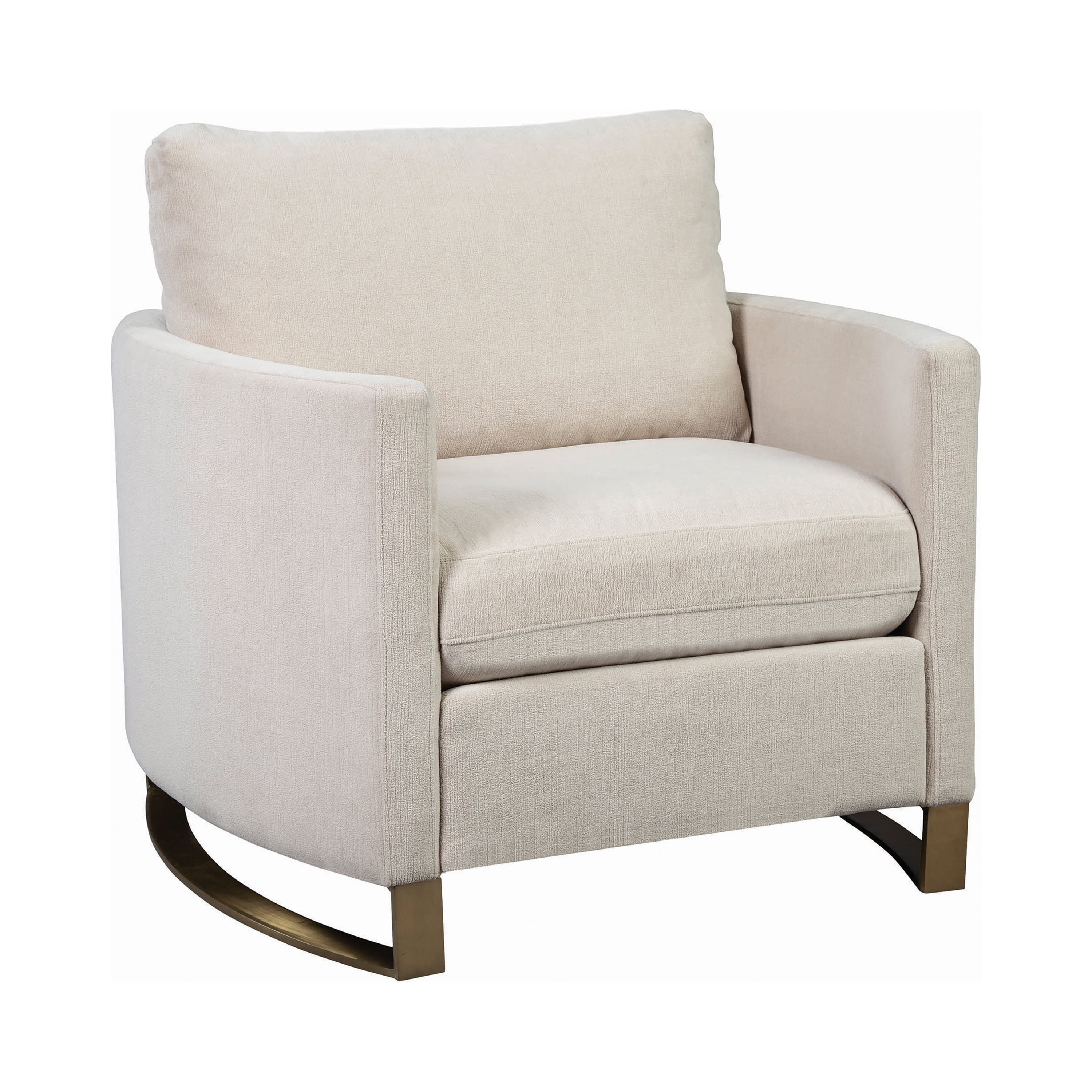 Coaster Contemporary Chenille Upholstered Arched Arms Chair in Beige