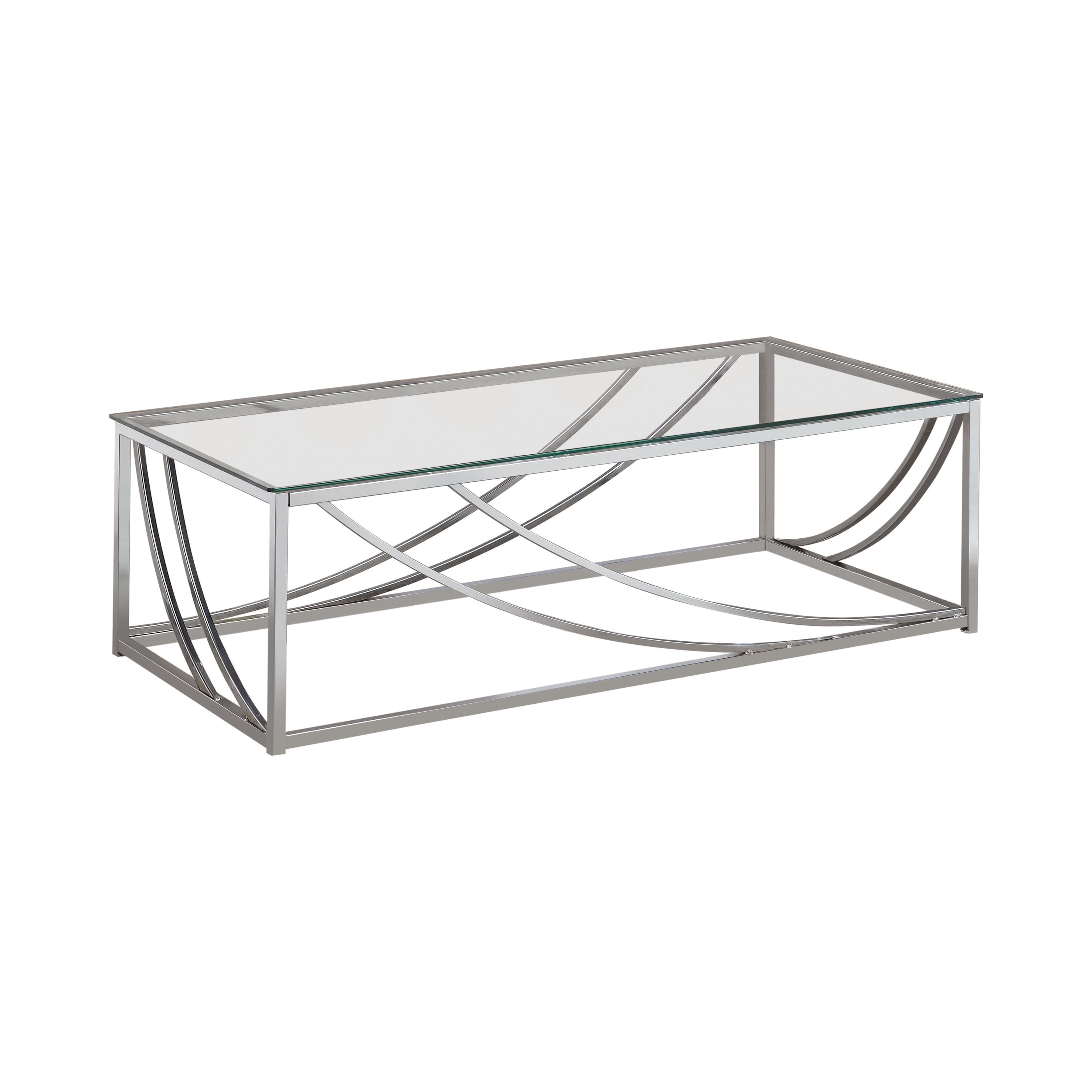 Coaster Contemporary Glass Top Rectangular Coffee Table in Chrome