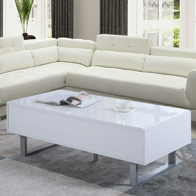 Coaster Contemporary Wood 2-Drawer Rectangular Coffee Table in White