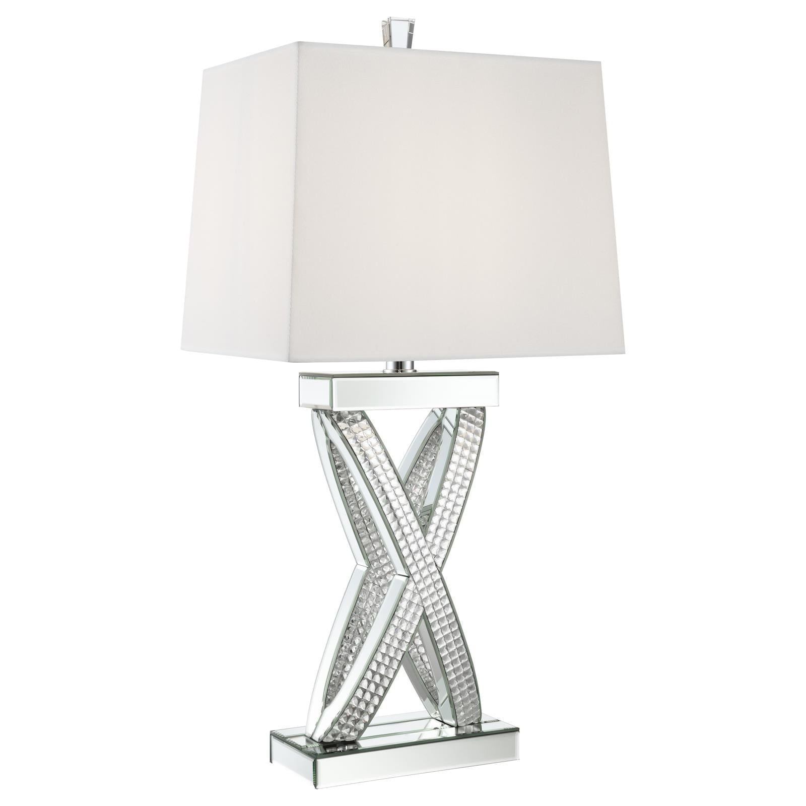 Coaster Contemporary Wood Table Lamp with Rectangle Shade in Mirrored