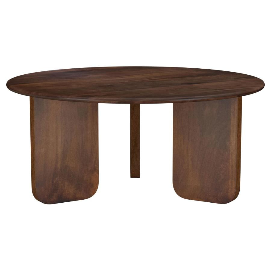 Coaster Dale Mid -Century Modern Round Solid Mango Wood Coffee Table Brown
