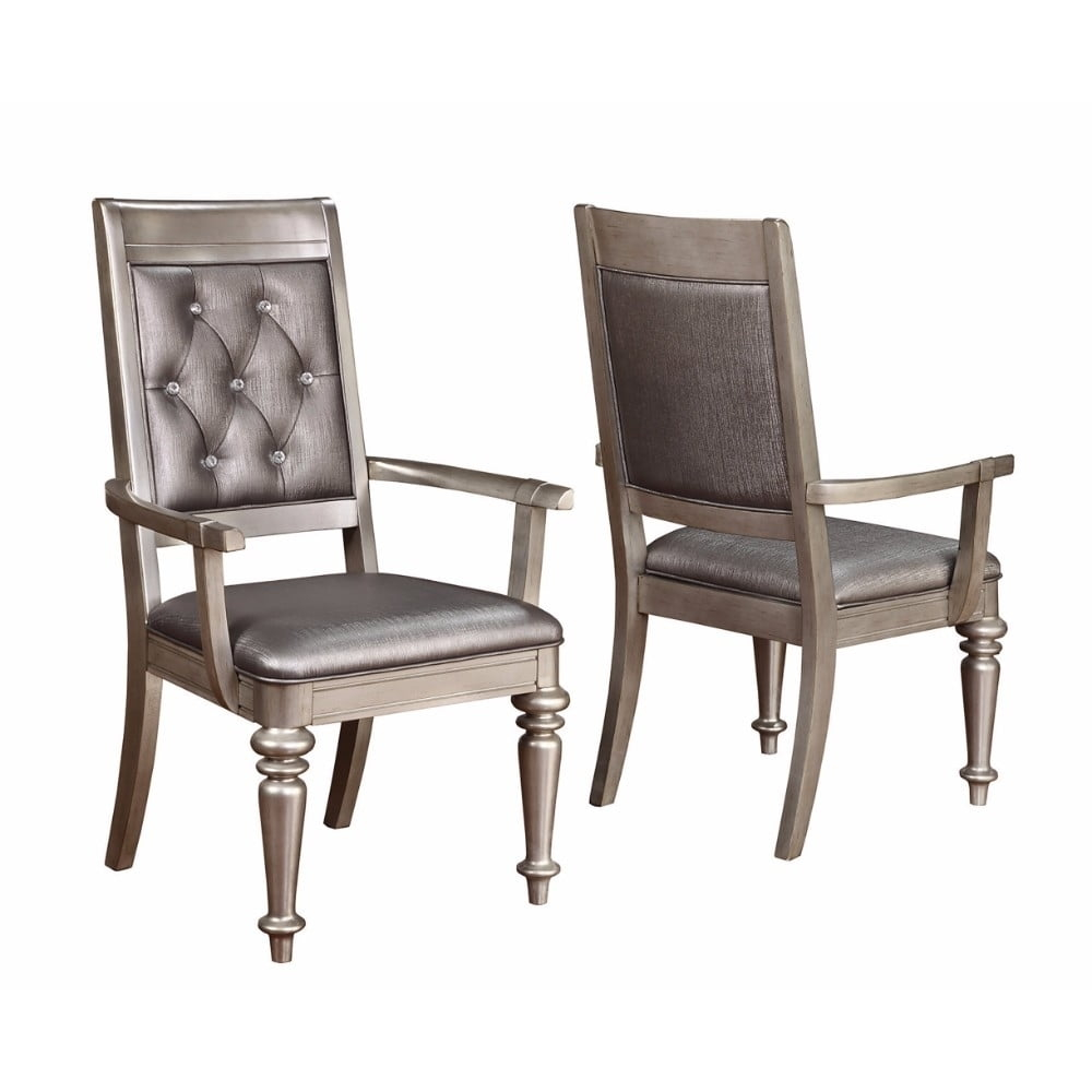 Coaster Danette Tufted Faux Leather Dining Chairs in Gray