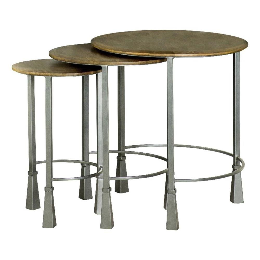 Coaster Deja 3-Piece Round Wood Top Nesting Table in Gunmetal/Natural