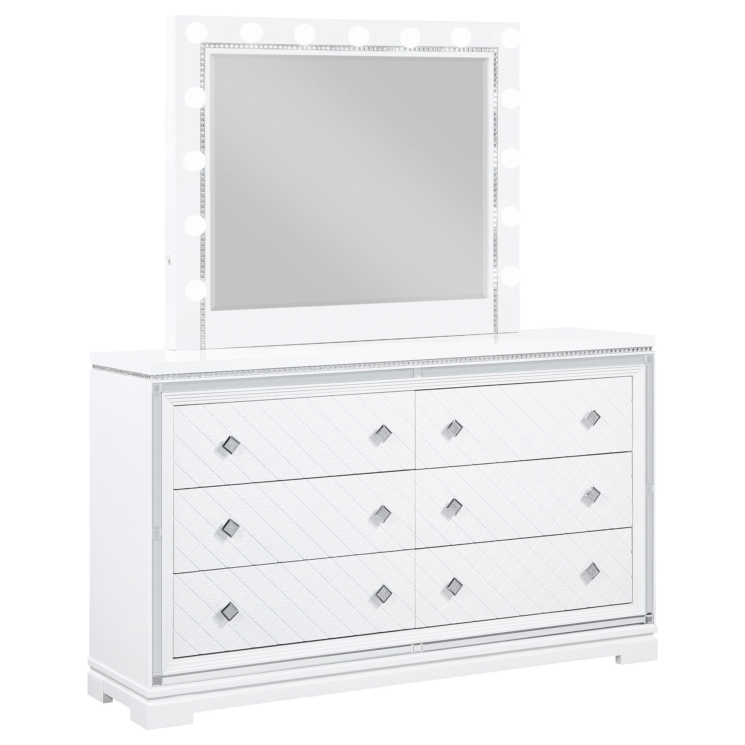 Coaster Eleanor Rectangular 6-drawer Wood Dresser with Mirror White