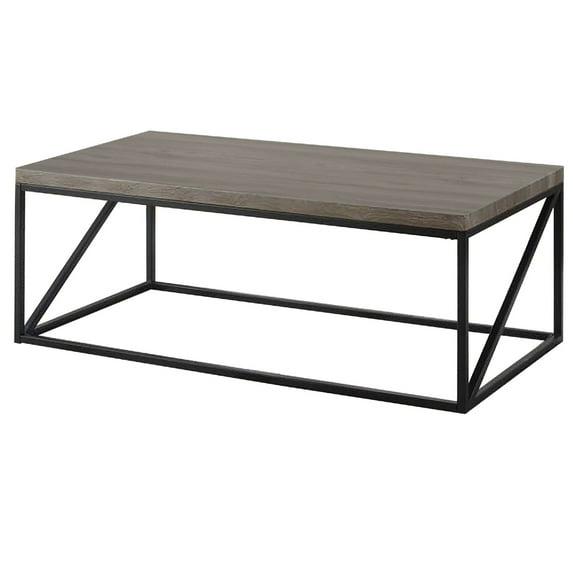 Coaster Farmhouse Wood Rectangular Coffee Table with Metal Base in Gray