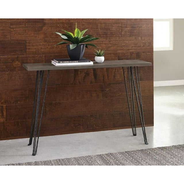 Coaster Farmhouse Wood Rectangular Console Table with Metal Legs in Brown