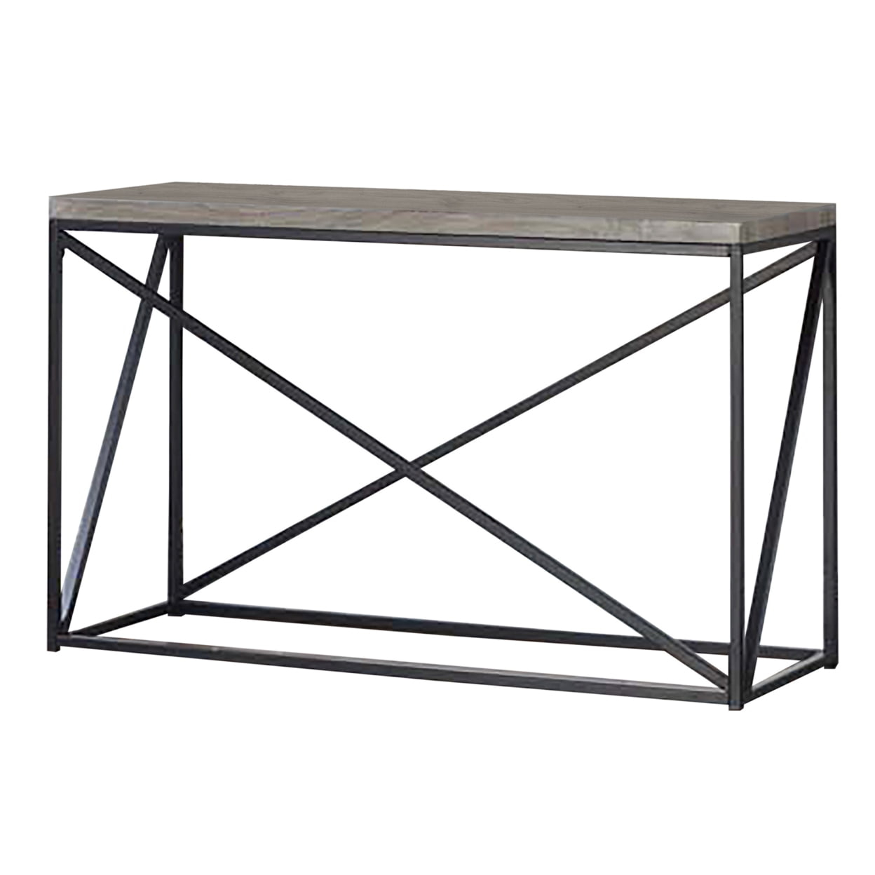 Coaster Farmhouse Wood Rectangular Sofa Table with Metal Base in Gray