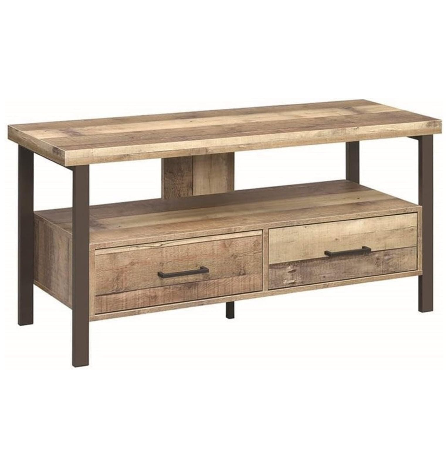 48 in. Wooden TV Console with 2 Storage Drawers & Open Shelf, Brown - 23.5 x 47.25 x 15.5 in.