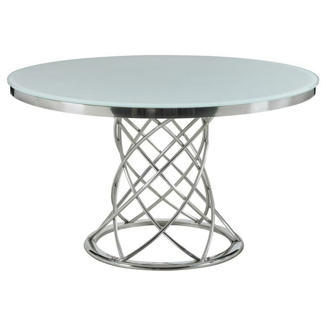 Ida Round Glass Top Metal Base Dining Table