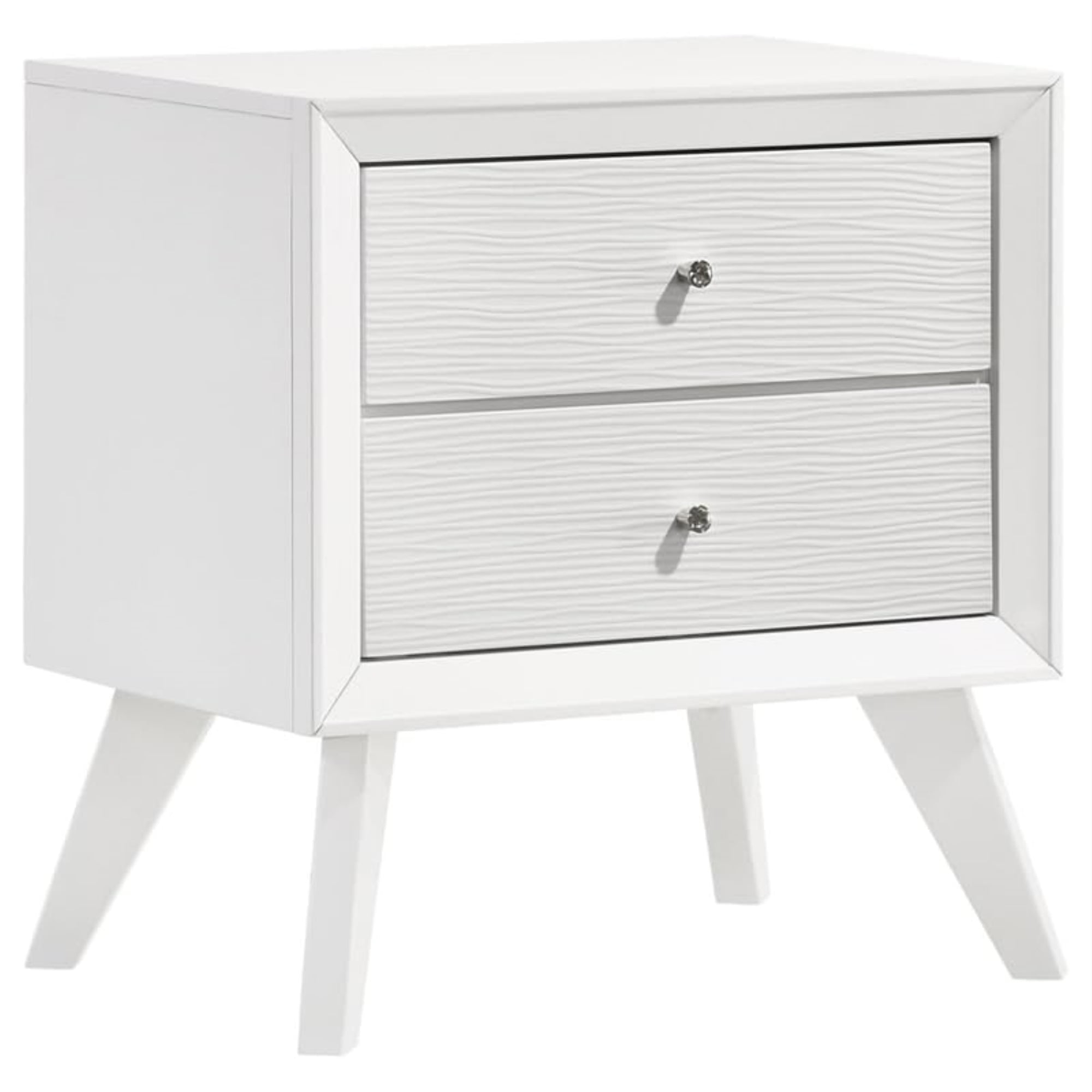 Coaster Janelle 2-drawer Mid-Century Wood Nightstand Faux Crystal Knobs White