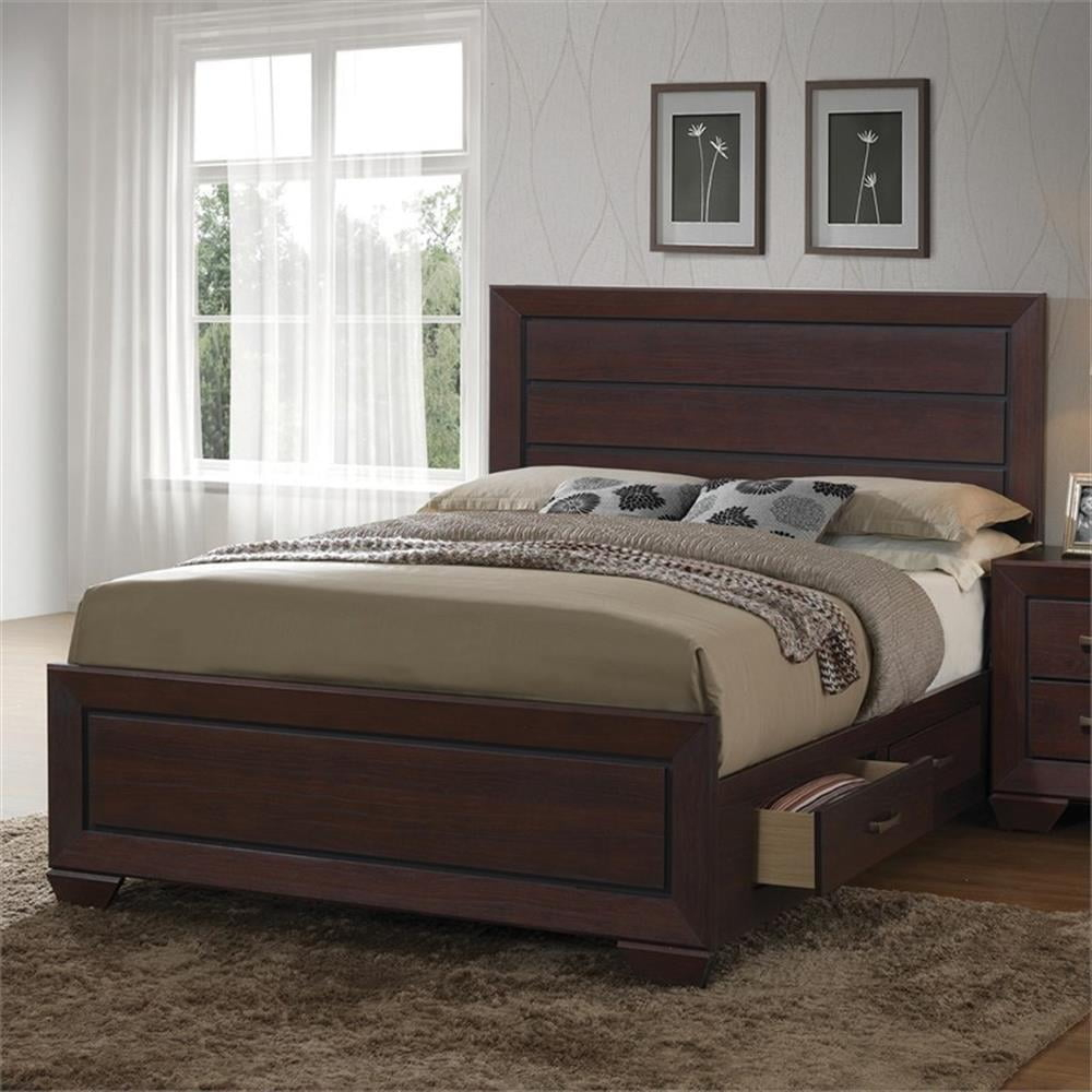 Coaster Kauffman 4-Piece Wood Queen Storage Bedroom Set in Cocoa