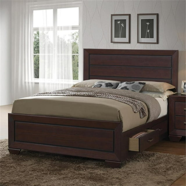 Coaster Kauffman 4-Piece Wood Queen Storage Bedroom Set in Cocoa