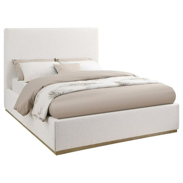 Coaster Knox Transitional Fabric Upholstered Queen Platform Bed Cream