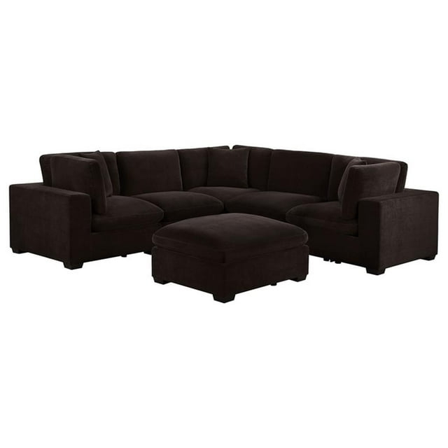 Coaster Lakeview 6-piece Velvet Modular Sectional Sofa Dark Chocolate