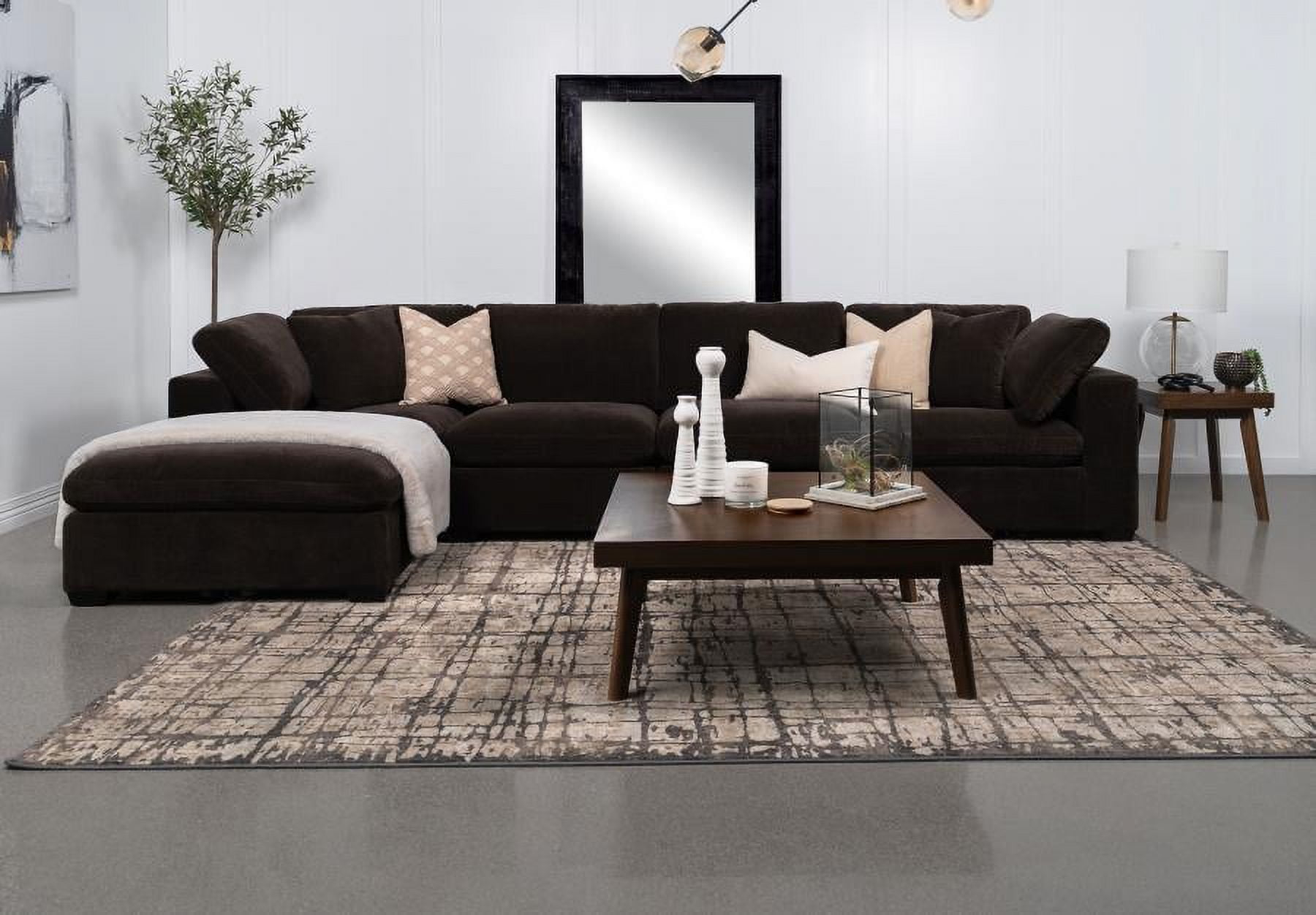 Coaster Lakeview 6-piece Velvet Modular Sectional Sofa Dark Chocolate