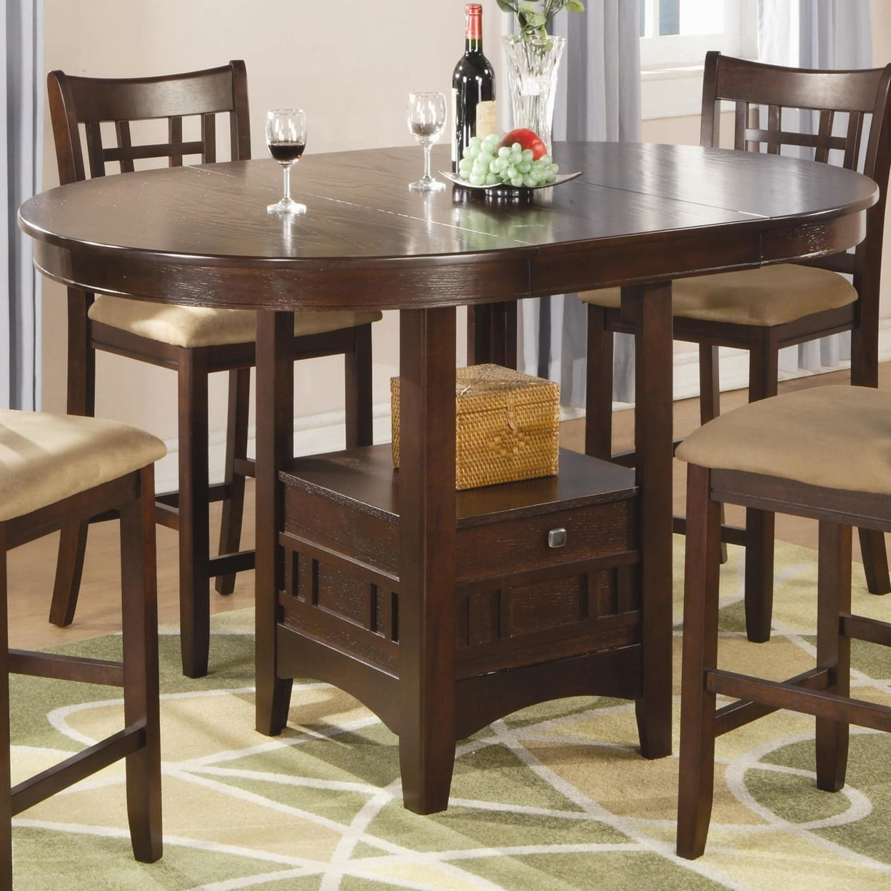 Coaster Lavon Extendable Wood Counter Height Dining Table in Brown