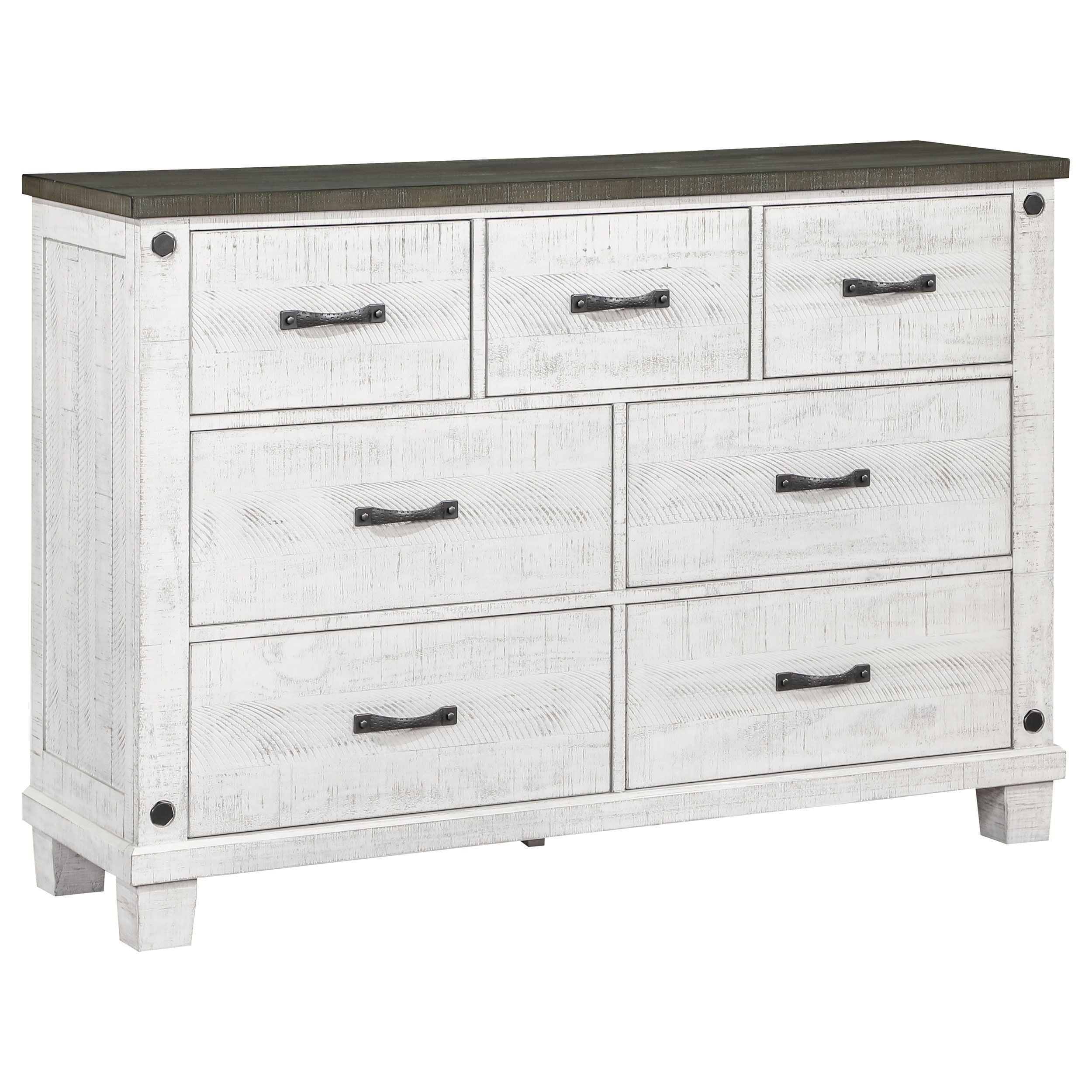 Coaster Lilith 7-drawer Wood Dresser Distressed Distressed Gray and White