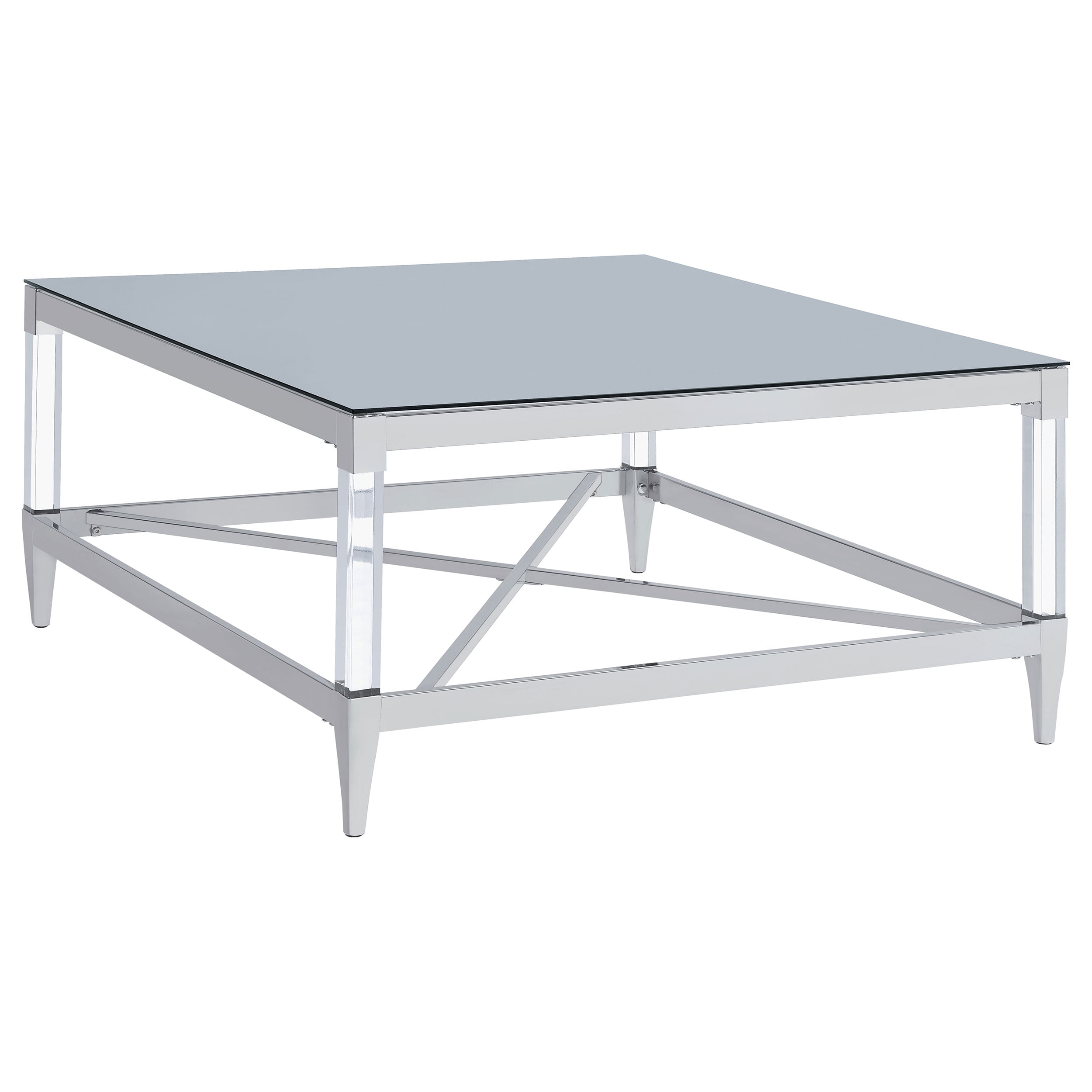 Coaster Lindley Square Metal Coffee Table Tempered Mirror Top Chrome