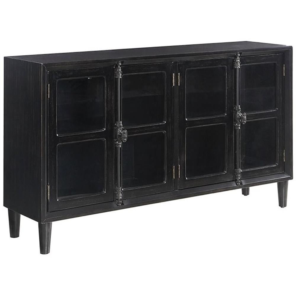 Coaster Mapleton 4 Glass Door Modern Wood Accent Cabinet Black