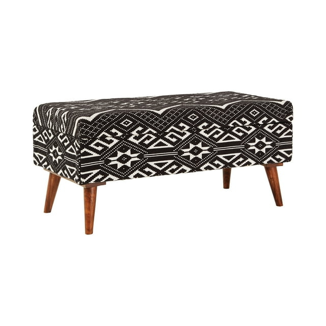Coaster Mid-Century Cotton Upholstered Storage Bench in Black