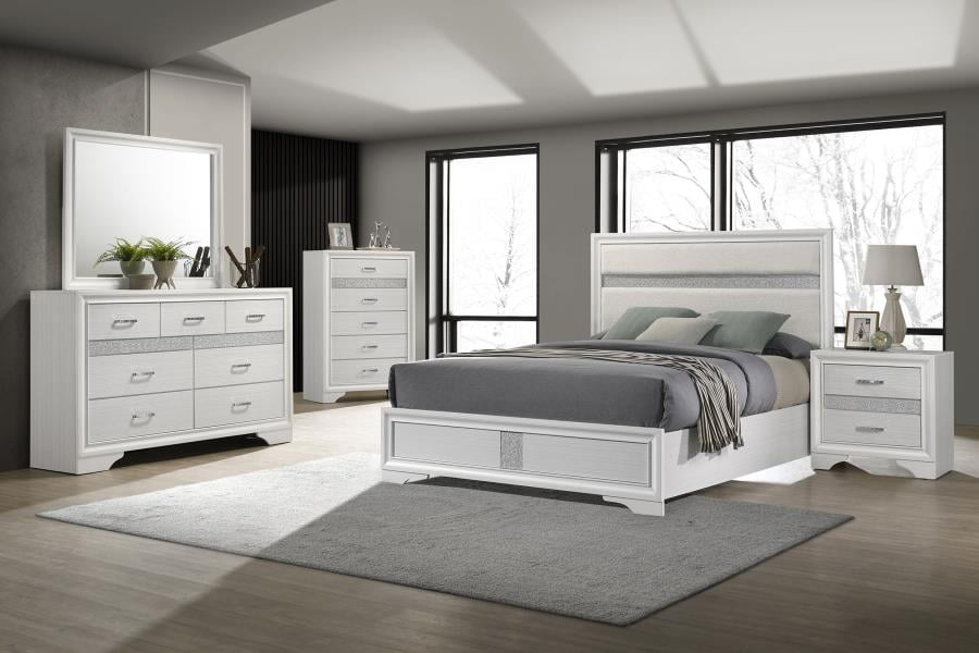 Coaster Miranda 4-Piece Contemporary Wood Queen Bedroom Set in White