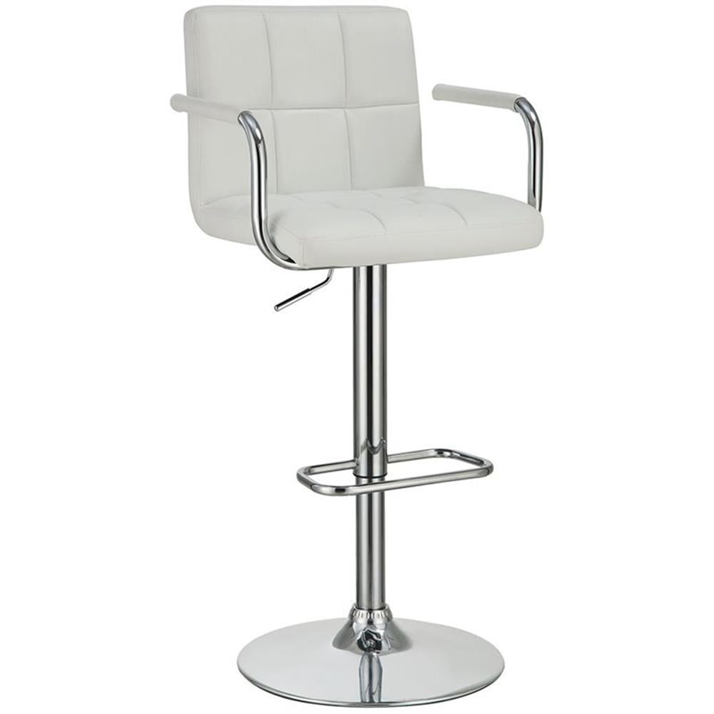 Coaster Modern Faux Leather Adjustable Height Bar Stool in White