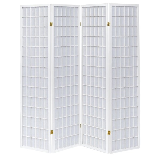 Coaster Modern Wood Four Panels Folding Room Divider in White