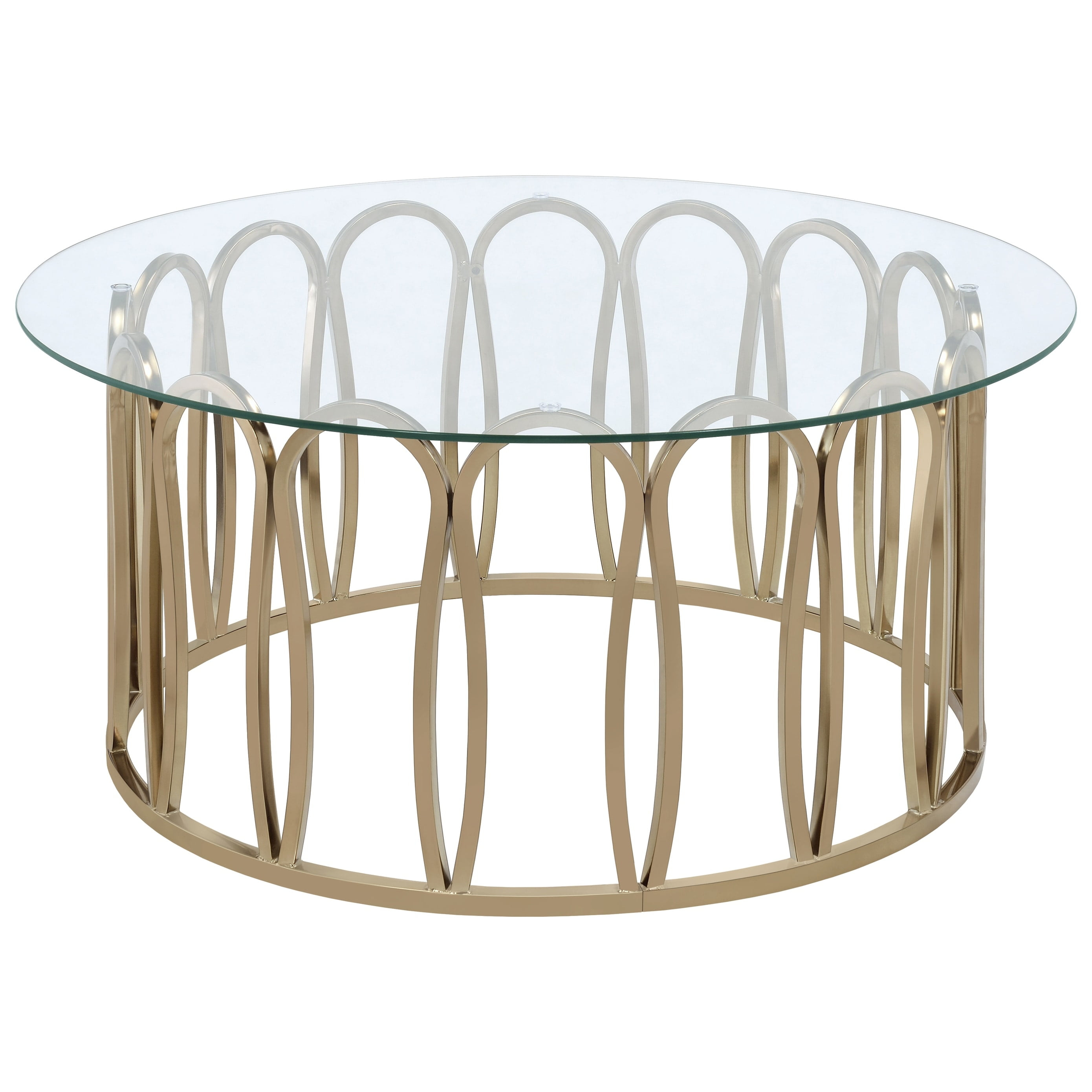 Coaster Monett Round Glass Top Coffee Table Chocolate Chrome
