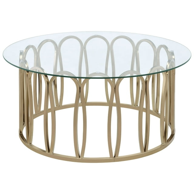 Coaster Monett Round Glass Top Coffee Table Chocolate Chrome