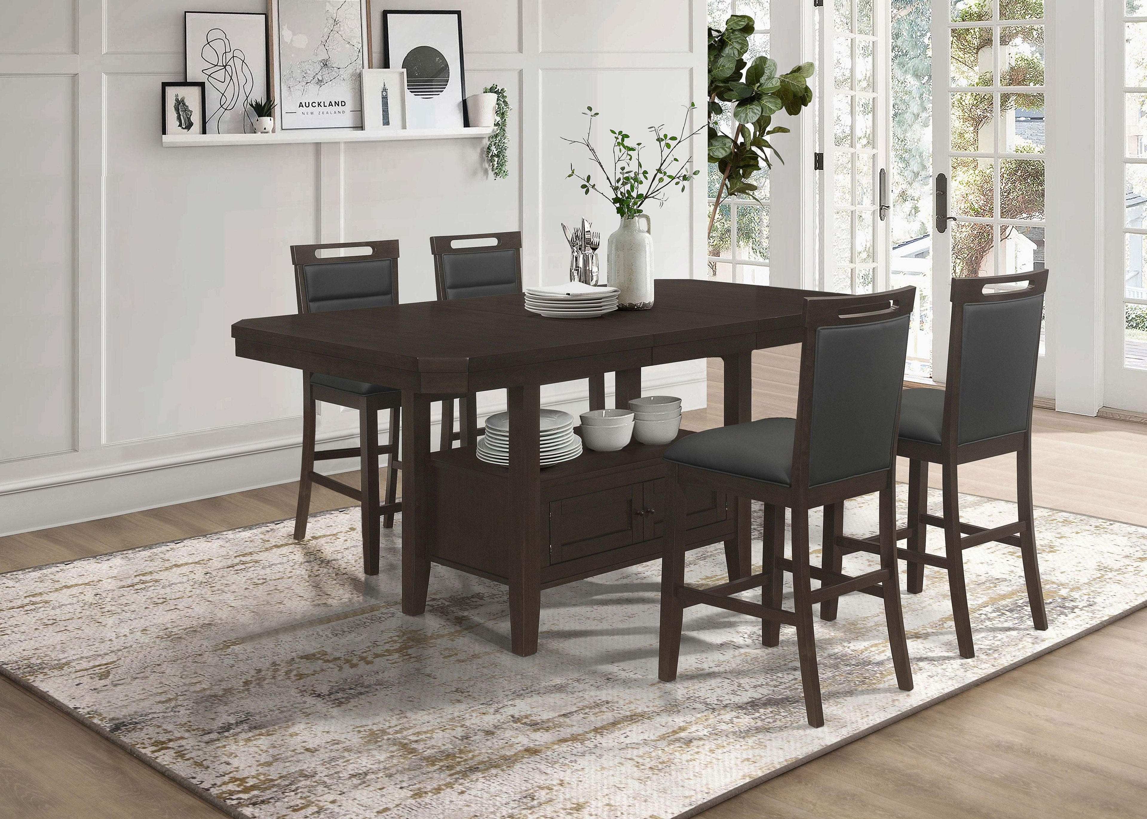 Coaster Prentiss 5-Piece Wood Counter Height Dining Set in Cappuccino