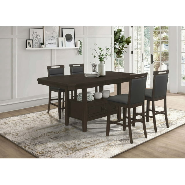 Coaster Prentiss 5-Piece Wood Counter Height Dining Set in Cappuccino