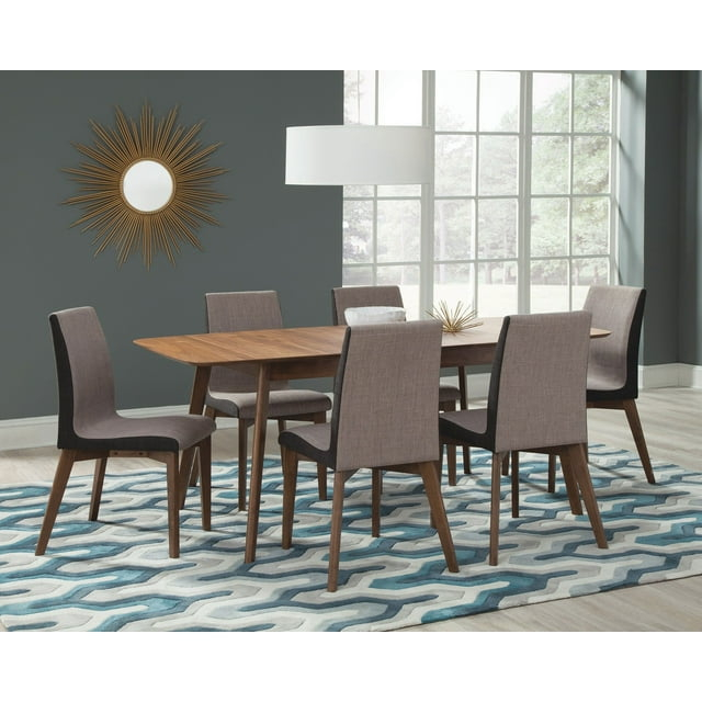Coaster Redbridge 7-Piece Rectangular Modern Wood Dining Set in Walnut and Gray