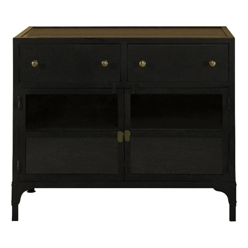 Coaster Sadler 2-drawer Metal Accent Cabinet with Glass Doors Black