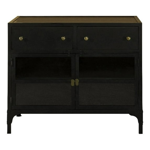 Coaster Sadler 2-drawer Metal Accent Cabinet with Glass Doors Black