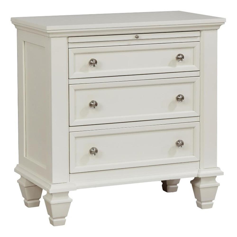 Coaster Sandy Beach Coastal 3-Drawer Wood Nightstand in White