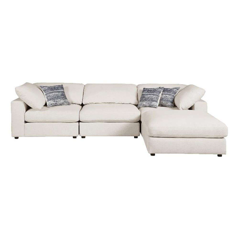 Coaster Serene 4-Piece Modern Fabric Upholstered Sectional with Ottoman in Beige
