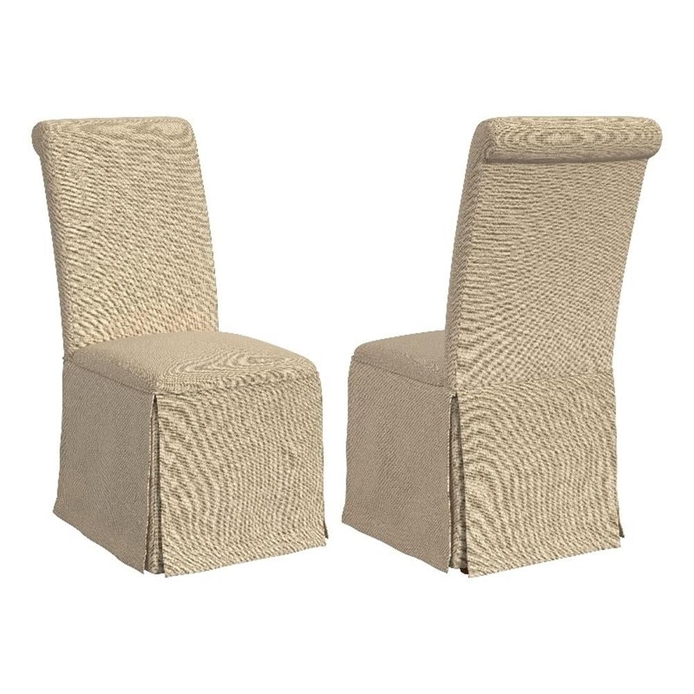 Coaster Shawna Fabric Upholstered Skirted Dining Chair in Khaki