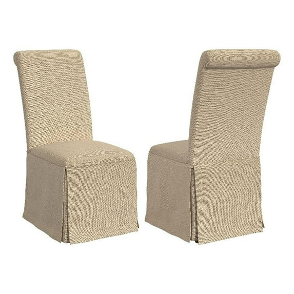 Coaster Shawna Fabric Upholstered Skirted Dining Chair in Khaki