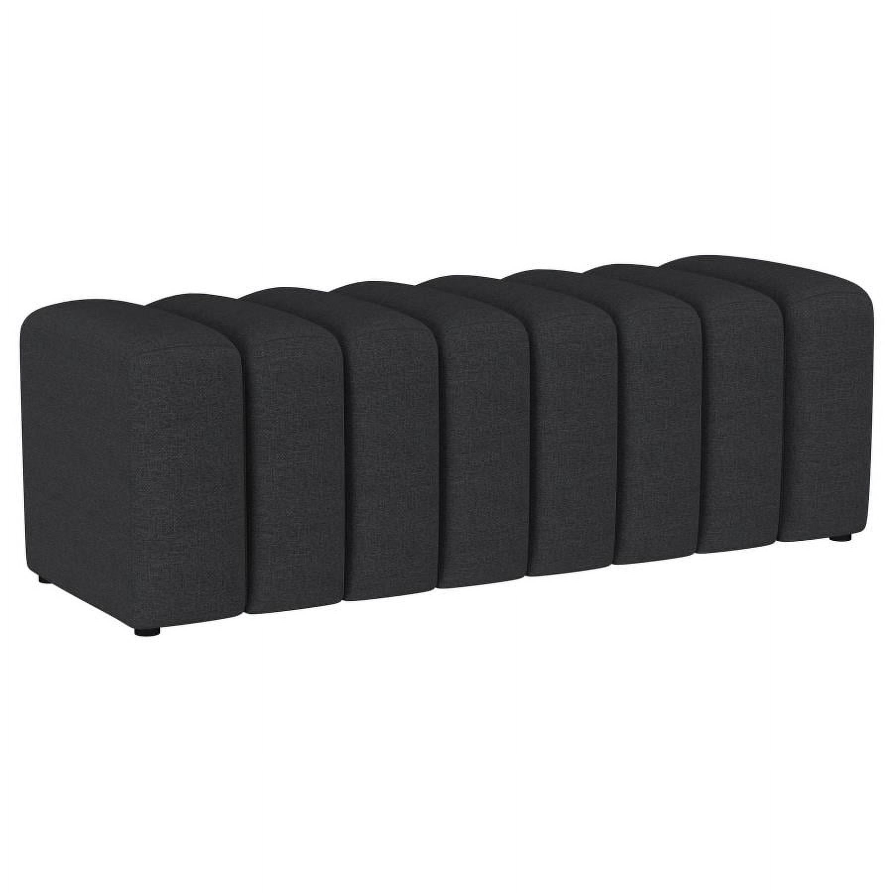 Coaster Summer Fabric Upholstered Tufted Accent Bench Charcoal