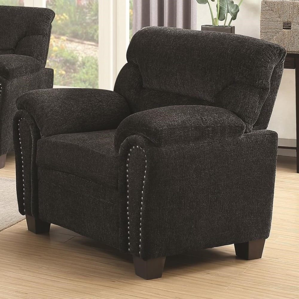 Coaster Transitional Chenille Upholstered Chair with Nailhead Trim in Gray