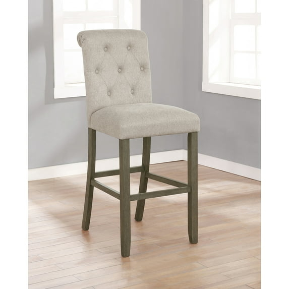 Coaster Transitional Tufted Back Fabric Bar Stools in Beige