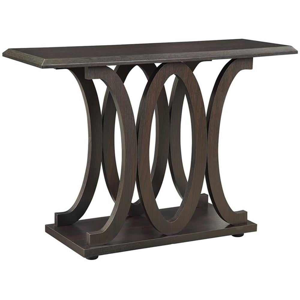 Coaster Transitional Wood C-Shaped Base Sofa Table in Cappuccino