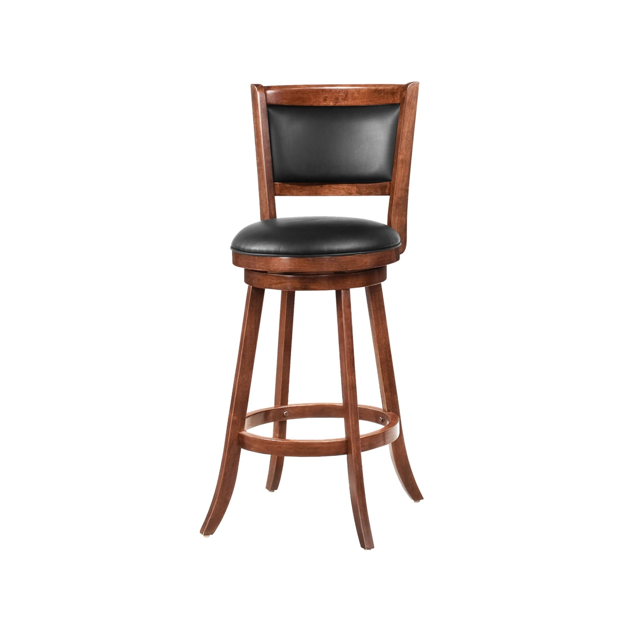 Coaster Upholstered Faux Leather Swivel Bar Stools in Black