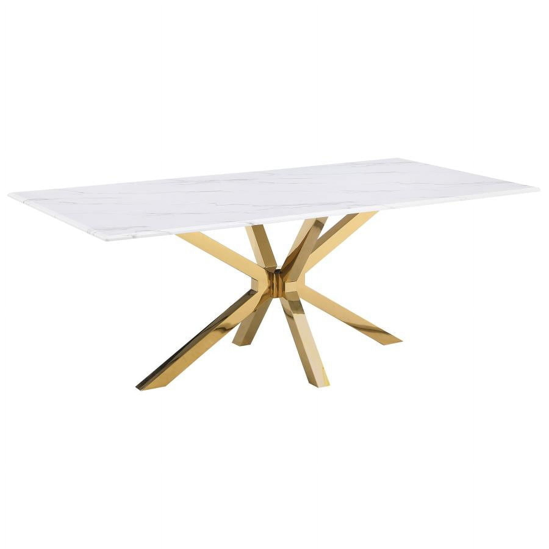 Coaster Venera Rectangular 79-inch Faux Marble Dining Table White